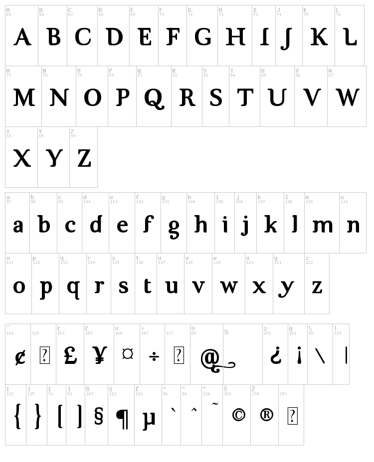 Brig Maven font map